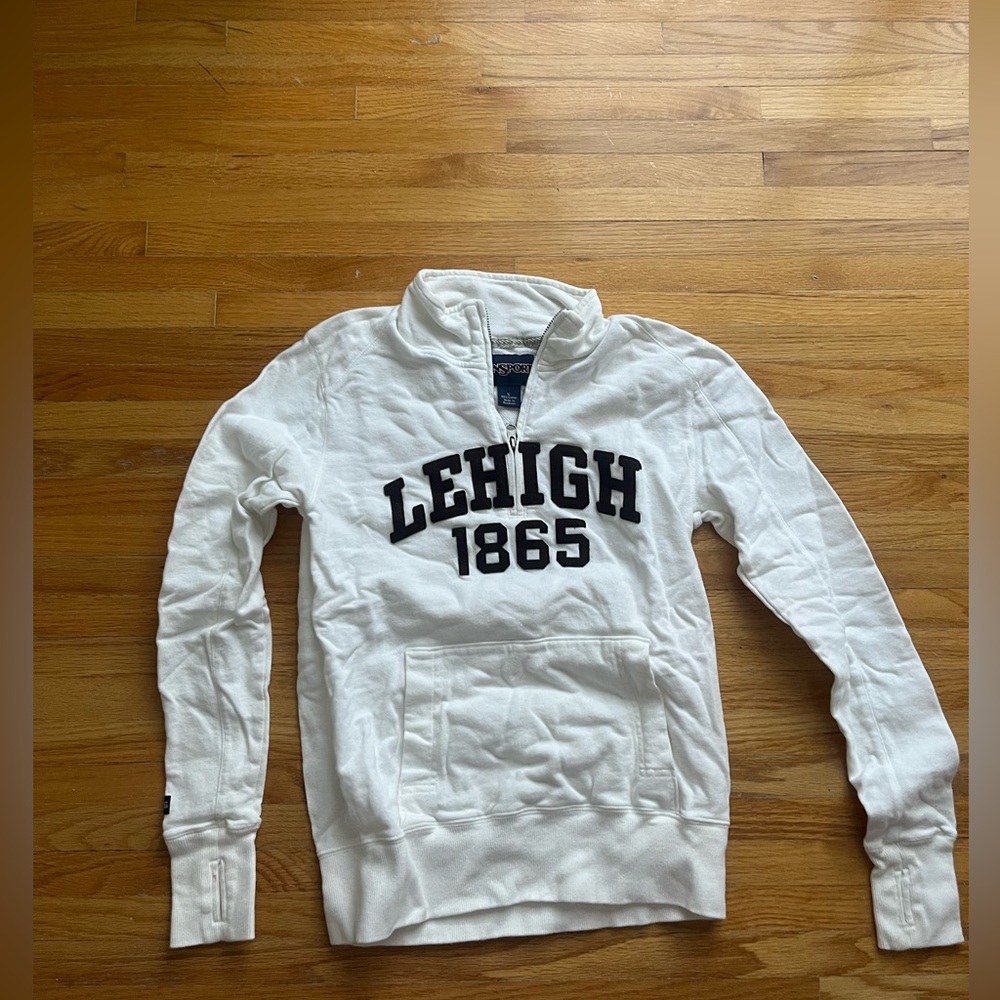Lehigh Jansport White Quarterzip sweatshirt size small
